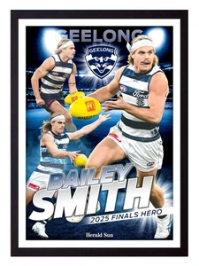 Framed 2025 Geelong Cats AFL Finals Football Poster - Bailey Smith - 84 x 59.5cm - Picture 1 of 3