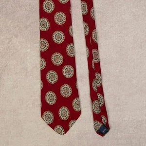 Vintage 1990s Patterned Silk Tie Burgundy Stafford - Picture 1 of 5