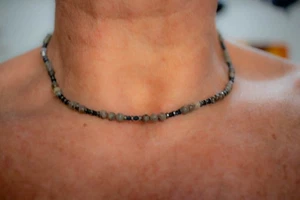 Collana uomo donna, pietre dure, giada, quarzo, turchese, ematite 031. - Foto 1 di 5