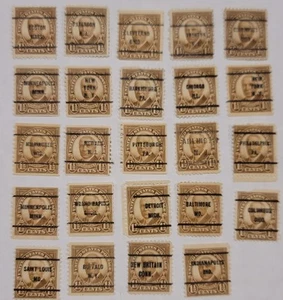 SB4-3: Lot of 24 U.S. 1½¢ Harding Precancel Stamps – 1938 Prexies – MNH & Hinged - Picture 1 of 4