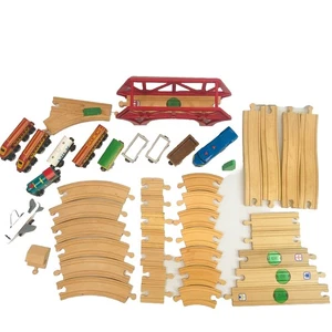 43 Pieces Wooden Trains Toy, Track, Bridge, Cars, Engines.  Time For Fun! - Picture 1 of 4