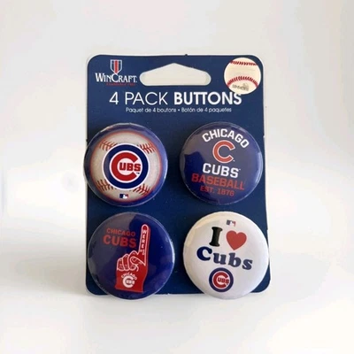 WINCRAFT 4 Pack CHICAGO CUBS Buttons / Pins BLUE NEW MLB - Image 1 of 2