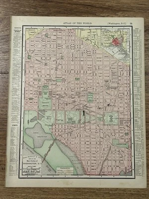 Antique 1899 Map Of Washington, District Of Columbia 14”x11” - Image 1 of 4