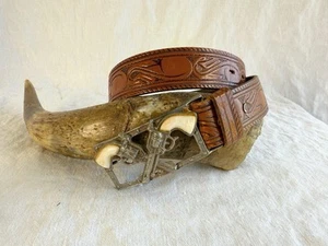 Childs Youth western 6 shooter pistol belt leather 25" - Picture 1 of 5