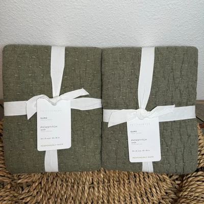 JUEGO DE FARSA ACOLCHADA DE ALGODÓN/LINO ARTESANAL DE PUNTO DE PICO DE GRANERO DE CERÁMICA 2 EUROS ~ LODEN Foto 1 de 4