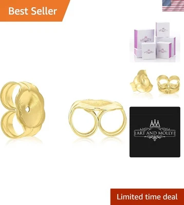 Cómodo juego trasero de pendientes de oro amarillo de 14k de 2 piezas - Repuesto esencial Foto 1 de 4