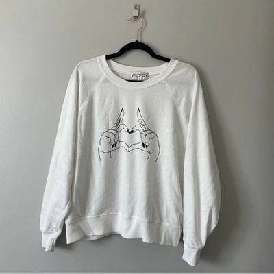 Wildfox Vanilla White Girl Gang Sommers Heart Hands Sweatshirt Size M - Image 1 of 4