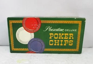 1963 Box of 89 Pleasantime Deluxe Poker Chips #1923 - All White Chips - Picture 1 of 4