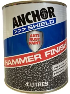 Anchor Shield Hammer Anti Rust Paint Finish Charcoal 4L (601004) - Picture 1 of 12
