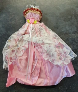 Pink Net with Flower Made for Fashion Doll Ball Gown Dress UK Seller Free P&P - Picture 1 of 3