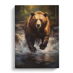 Bear Realism Canvas Wall Art Print Framed Picture Home Decor Living Room Bedroom - Picture 1 of 4