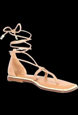 Sandálias tanga Antonio Melani x The Nat Note couro Alhambra envoltório no tornozelo tamanho US6 - Imagem 1 de 4