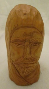 Wood Sculpture of Hooded Man with Beard - by Whitney - 1972 - Picture 1 of 5
