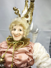 Vintage Jester Doll Hand Painted Poseable 14" Satin Velvet Bells