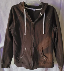 Junior's Old Navy Zip Up Hoodie Peace Sign Brown Faded Cute Warm School - Picture 1 of 7