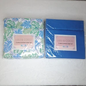Neu mit Etikett 2 Lulu & Coco 2-teiliges Blatt-Set DOPPELFARBEN: bedruckte Blätter, blau - Bild 1 von 4