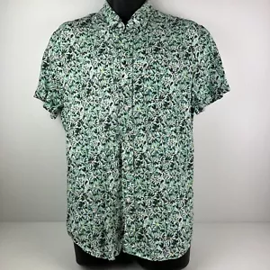 J.Crew Short Sleeved Button Up Floral Print Shirt Mens L Green/White 53/76 - Picture 1 of 5