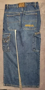 Vintage Boss Cargo Denim Jeans Men 34 34x31 Y2K Wide Baggy Grunge Loose Rap Hip - Picture 1 of 17