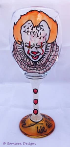 Pennywise Clown It Vino Gin Calice Vetro Cult Gotico Metallo Halloween Regalo Horror - Foto 1 di 9