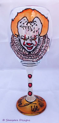 Pennywise Clown It Wine Gin Goblet Glass Cult Goth Metal Halloween Gift Horror  - Image 1 of 4