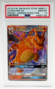 Charizard Gx Glurak Pokemon Karte Hidden Fates Prom Black Star SM211 MINT PSA 10 - Picture 1 of 2