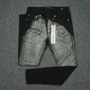 Purple Brand Jeans Mens 32x32 Black P001 Slim Low Rise 5 Pocket Button Fly - Picture 1 of 17