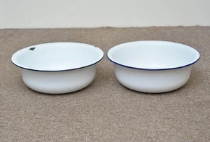 2x old white enameled washing bowl bath enamel 36 cm - FREE POSTAGE - Picture 1 of 7