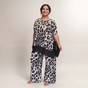 ROCKTHOSECURVES WOMENS OUTFIT SET PEACOCK PALAZZO TROUSERS + TOP PLUS SIZE - Picture 1 of 7