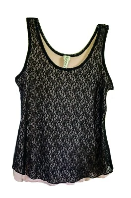 Ransom Tank Top Juniors Size M Black Lace Over Pink Womens New with Tags - Image 1 of 4