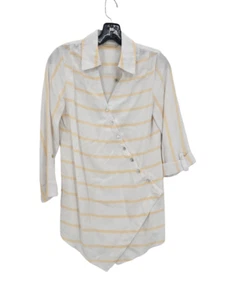 Soft Surroundings Top Damen XXS weiß orange Streifen asymmetrisch Knopf Tunika - Bild 1 von 10