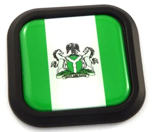 Nigeria Flag Square Black rim Emblem Car 3D Decal Badge Hood Bumper sticker 2" - Bild 1 von 7