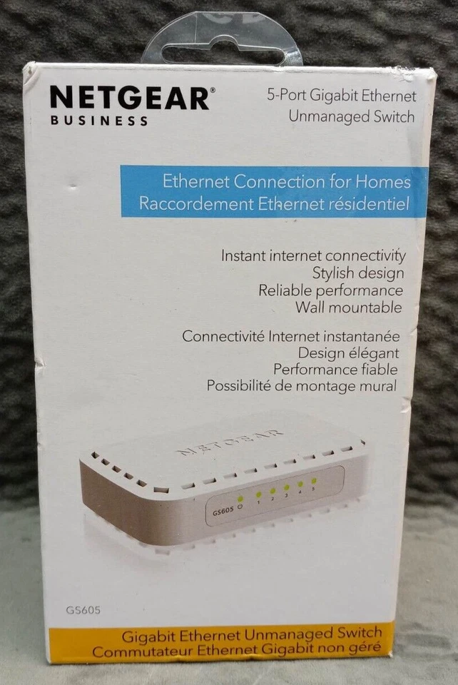 Netgear Business 5-Port Gigabit Ethernet Unmanaged Switch for Homes GS605NA - Image 1 of 3