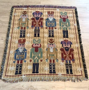 Mohawk Rug & Textile Christmas Nutcracker Tapestry Woven Throw 48 x 54 USA - Picture 1 of 6