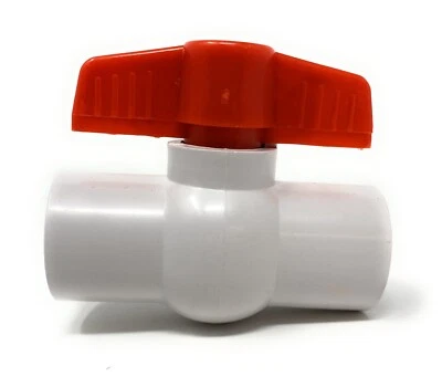 3/4" PVC Ball Valve Socket Schedule 40, 3/4" Slip White Quarter-Turn T-Handle - Image 1 of 3