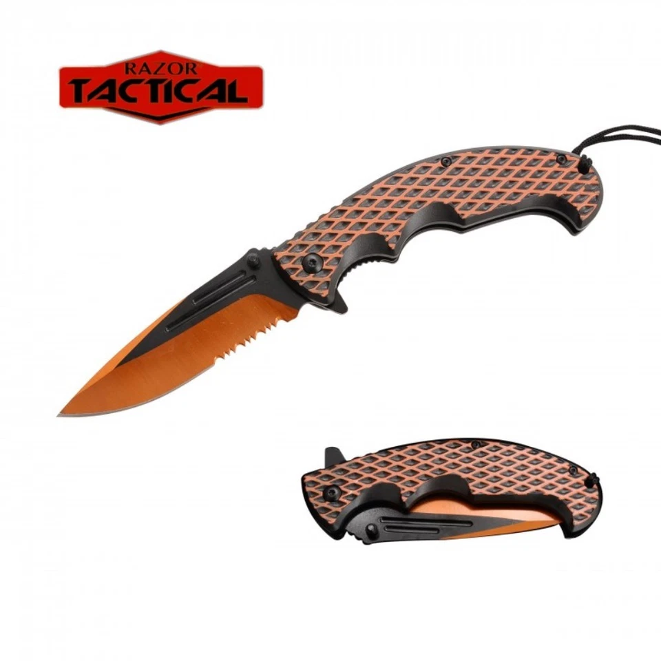 Faca de serviço de combate dobrável tática lâmina de abertura assistida - Laranja RT-7066OR - Imagem 1 de 1