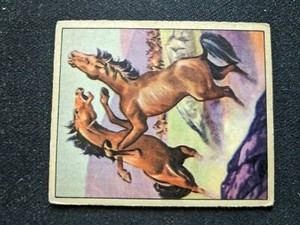 1949 Bowman Wild West Card # E-12 Battle of Wild Stallions (VG/EX)