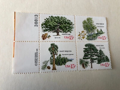 US 1978 15 Cent American Trees (sheet of 4, Unused) - Image 1 of 2