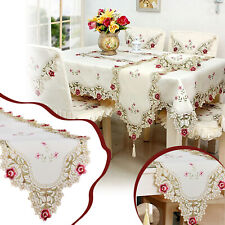 Table Flag Lace Doily Placemat Tray Pad Long Towel European Wine Red And White