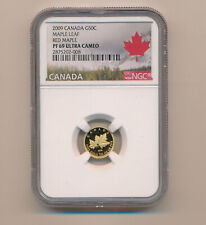 2009 Coin, Canada Coin, 50 Cents Coin, Maple Leaf, PF69, NGC, Gold Coin
