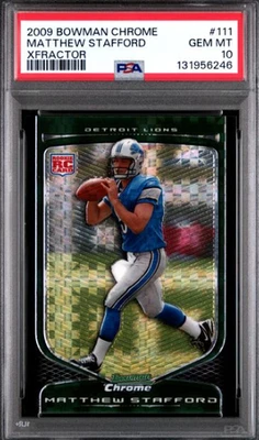 2009 年 Bowman Chrome Matthew Stafford XFractor /250 新秀 RC PSA 10 GEM — 第 1/2 张图片
