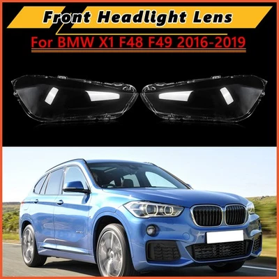 Pair Headlight Headlamp Lens Cover Shell For BMW X1 F48 F49 2016-2019 Left+Right Foto 1 de 4