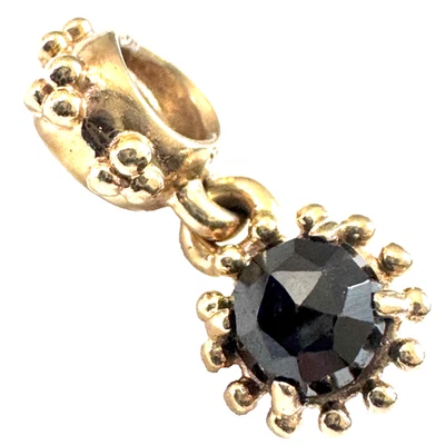 PANDORA Retired 14K Gold Shining Star Bead with Melanite Dangle - 750588ME - Image 1 of 4