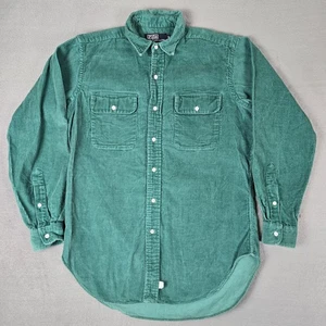 Vintage Ralph Lauren Polo Shirt Mens Medium Corduroy Green Double Pocket 90s LS - Picture 1 of 7