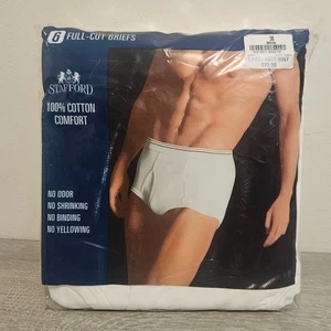 Vintage STAFFORD 6 Pares Calzoncillos Corte Completo JCPenney Algodón Comodidad Blanco Talla 36 NUEVO - Imagen 1 de 4