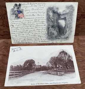 TWO POSTCARDS 1902 VIRGINIA- WINCHESTER~SCENE OF SHERIDAN'S (CIVIL WAR) RIDE#CA - Picture 1 of 7