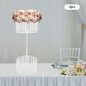 Centro de mesa de boda de 2 niveles soporte floral con soporte para 2 flores decoración de mesa con colgante - Imagen 1 de 16