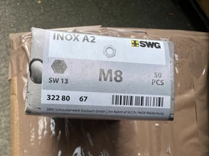 Edelstahl Sechskantmutter M8 SW13  A2 Rostfrei 50Stück Inox A2 / Cont2Pal2K11 - Bild 1 von 2