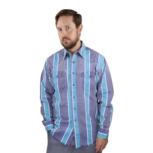 Vtg Wrangler Brushpopper Western Shirt Mens 16-35 Purple Striped Made In USA L M - Picture 1 of 14