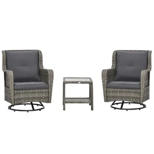 Outsunny Patio Bistro Set w/ Rocking Function, Porch Furniture, Grey - Picture 1 of 11