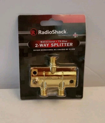 Radio Shack  2-way Splitter 75 Ohm Bidirectional  Gold Plating/Double Shielded - Image 1 of 2